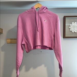 Champion‎ Pink Cropped Hoodie